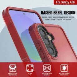 PunkCase Galaxy A36 Case, [Spartan 2.0 Series] Clear Rugged Heavy Duty Cover [Red] -Phone Vibe Shop 4 Spartan 2 A36 6e74a79b e1cc 49b4 b29b 622fa52c2c6b