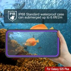 Galaxy S25+ Plus Waterproof Case PunkCase StudStar Purple Thin 6.7ft Underwater IP68 Shock/Snow Proof -Phone Vibe Shop 4 Studstar S25 Plus