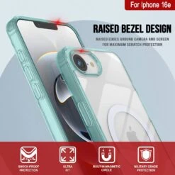 Punkcase IPhone 16e Magnetic Wireless Charging Case [ClearMag Series][Teal] -Phone Vibe Shop 5 ClearMag Iphone 16e 1ec8b5ff 8bd2 4b14 a001 3f358a936bde
