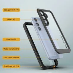 Galaxy S25 Water/ Shockproof [Extreme Series] With Screen Protector Case [Black] -Phone Vibe Shop 5 Extreme S25