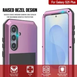 Galaxy S25 Plus Metal Case, Heavy Duty Military Grade Armor Cover [shock Proof] Full Body Hard [Pink] -Phone Vibe Shop 5 Metallic S25 Plus
