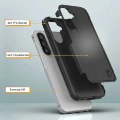 PunkCase Galaxy A36 Case, [Spartan 2.0 Series] Clear Rugged Heavy Duty Cover [Black] -Phone Vibe Shop 5 Spartan 2 A36 9642b233 5a42 4ebe 9493 6814be320183