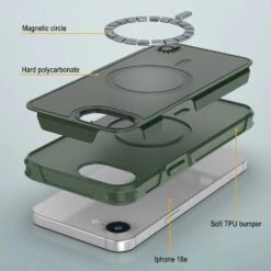 PunkCase IPhone 16e Case, [Spartan 2.0 Series] Clear Rugged Heavy Duty Cover W/Built In Screen Protector [dark Green] -Phone Vibe Shop 5 Spartan 2 Iphone 16e