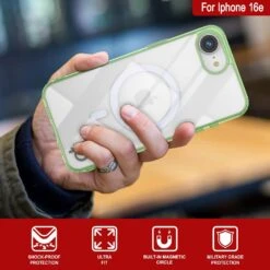 Punkcase IPhone 16e Magnetic Wireless Charging Case [ClearMag Series][Green] -Phone Vibe Shop 6 ClearMag Iphone 16e 53dbd1c1 0af0 47eb 84bb 589b35cd6169