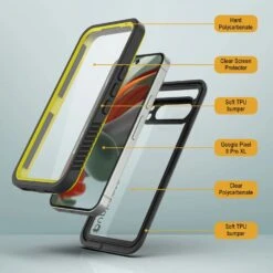 Google Pixel 9 Pro XL Waterproof Case, Punkcase [Extreme Series] Armor Cover W/ Built In Screen Protector [Yellow] -Phone Vibe Shop 6 Extreme Google Pixel 9 Pro XL 6780cec8 5042 42a4 b089 5815160bcb53