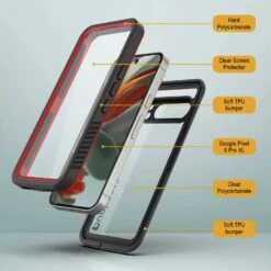 Google Pixel 9 Pro XL Waterproof Case, Punkcase [Extreme Series] Armor Cover W/ Built In Screen Protector [Red] -Phone Vibe Shop 6 Extreme Google Pixel 9 Pro XL 973623fa bd56 4194 9e99 2385858976e8