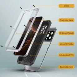 IPhone 16 Pro Max Metal Extreme 3.0 Series Aluminum Waterproof Case IP68 W/Buillt In Screen Protector & Kickstand [White] -Phone Vibe Shop 6 Metal Extreme Iphone 16 Pro Max a2b2e9bf 8a08 4d5d ae1d f07d4b3e2cc5