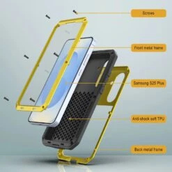 Galaxy S25 Plus Metal Case, Heavy Duty Military Grade Armor Cover [shock Proof] Full Body Hard [Yellow] -Phone Vibe Shop 6 Metallic S25 Plus 919c3a94 9d39 4549 a32f 68c003089140