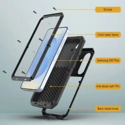 Galaxy S25 Plus Metal Case, Heavy Duty Military Grade Armor Cover [shock Proof] Full Body Hard [Black] -Phone Vibe Shop 6 Metallic S25 Plus a615a79b ad08 4a2f 9c33 a32e41c7fc95