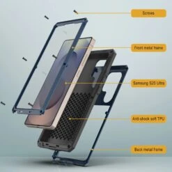 Galaxy S25 Ultra Metal Case, Heavy Duty Military Grade Armor Cover [shock Proof] Full Body Hard [Blue] -Phone Vibe Shop 6 Metallic S25 Ultra db6b481c 86e0 4948 bb4b c96fa52c7bb4