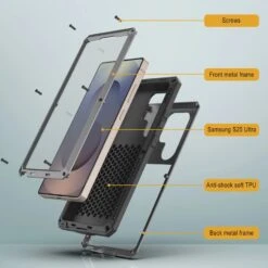 Galaxy S25 Ultra Metal Case, Heavy Duty Military Grade Armor Cover [shock Proof] Full Body Hard [Silver] -Phone Vibe Shop 6 Metallic S25 Ultra e136f825 6b36 473b b212 2cf9d6b96fb9