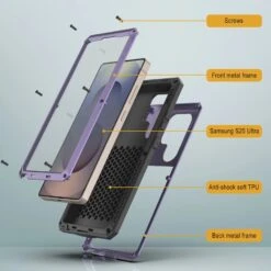 Galaxy S25 Ultra Metal Case, Heavy Duty Military Grade Armor Cover [shock Proof] Full Body Hard [Purple] -Phone Vibe Shop 6 Metallic S25 Ultra f84858cd a431 49d8 ba32 420e4cf0c933