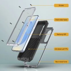 Galaxy S25 Metal Case, Heavy Duty Military Grade Armor Cover [shock Proof] Full Body Hard [White] -Phone Vibe Shop 6 Metallic S25 dace1716 aac8 4cbe 9d6f 17ecaaedaaea