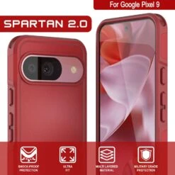 PunkCase Google Pixel 9 Case, [Spartan 2.0 Series] Clear Rugged Heavy Duty Cover W/Built In Screen Protector [Red] -Phone Vibe Shop 6 Spartan 2 Pixel 9 3583000c d8d8 45f7 bf84 d31b0a84debf