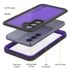 Galaxy S25+ Plus Waterproof Case PunkCase StudStar Purple Thin 6.7ft Underwater IP68 Shock/Snow Proof -Phone Vibe Shop 6 Studstar S25 Plus