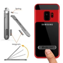 Galaxy S9 Case, PUNKcase [LUCID 3.0 Series] [Slim Fit] [Clear Back] Armor Cover W/ Integrated Kickstand, Anti-Shock System & PUNKSHIELD Screen Protector For Samsung Galaxy S9 [Red] -Phone Vibe Shop 717Tg7vx37L. SL1500