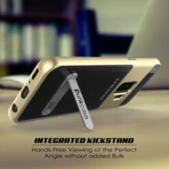 Galaxy S9 Case, PUNKcase [LUCID 3.0 Series] [Slim Fit] [Clear Back] Armor Cover W/ Integrated Kickstand, Anti-Shock System & PUNKSHIELD Screen Protector For Samsung Galaxy S9 [Gold] -Phone Vibe Shop 718V 2Bq1ay5L. SL1500