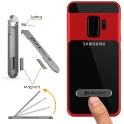 Galaxy S9+ Plus Case, PUNKcase [LUCID 3.0 Series] [Slim Fit] [Clear Back] Armor Cover W/ Integrated Kickstand, Anti-Shock System & PUNKSHIELD Screen Protector For Samsung Galaxy S9+ Plus [Red] -Phone Vibe Shop 71AhvuuoS2L. SL1500