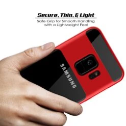 Galaxy S9 Case, PUNKcase [LUCID 3.0 Series] [Slim Fit] [Clear Back] Armor Cover W/ Integrated Kickstand, Anti-Shock System & PUNKSHIELD Screen Protector For Samsung Galaxy S9 [Red] -Phone Vibe Shop 71Dlwl5JfbL. SL1500