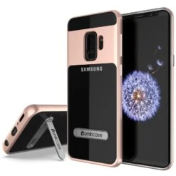 Galaxy S9+ Plus Case, PUNKcase [LUCID 3.0 Series] [Slim Fit] [Clear Back] Armor Cover W/ Integrated Kickstand, Anti-Shock System & PUNKSHIELD Screen Protector For Samsung Galaxy S9+ Plus [Rose Gold]