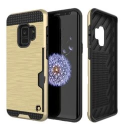 Galaxy S9 Case, PUNKcase [SLOT Series] [Slim Fit] Dual-Layer Armor Cover W/Integrated Anti-Shock System, Credit Card Slot [Gold]