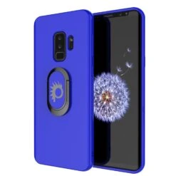 Galaxy S9 PLUS, Punkcase Magnetix Protective TPU Cover W/ Kickstand, Ring Grip Holder & Metal Plate For Magnetic Car Phone Mount PLUS PunkShield Screen Protector For Samsung S9+ Edge [Blue]