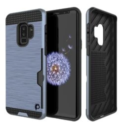 Galaxy S9 Plus Case, PUNKcase [SLOT Series] [Slim Fit] Dual-Layer Armor Cover W/Integrated Anti-Shock System, Credit Card Slot [Navy]