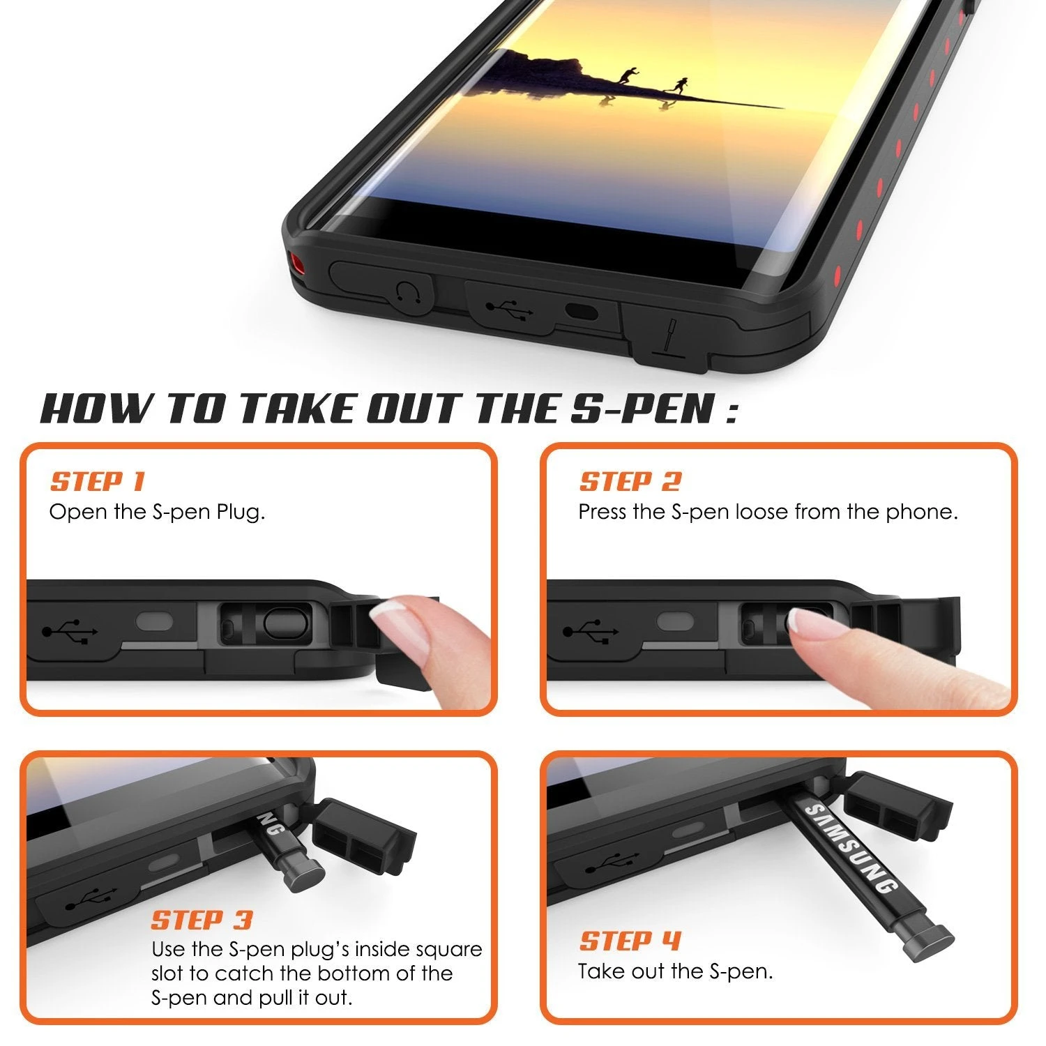 Note 8 Waterproof Case PunkCase StudStar Red Thin 6.6ft Underwater IP68 Shock/Snow Proof 7 Note 8 Waterproof Case PunkCase StudStar Red Thin 6.6ft Underwater IP68 Shock/Snow Proof - Image 5