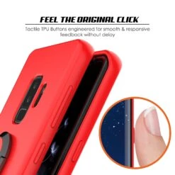 Galaxy S9 PLUS, Punkcase Magnetix Protective TPU Cover W/ Kickstand, Ring Grip Holder & Metal Plate For Magnetic Car Phone Mount PLUS PunkShield Screen Protector For Samsung S9+ Edge [Red] -Phone Vibe Shop 71TK0FK5EbL. SL1500