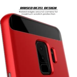 Galaxy S9+ Plus Case, PUNKcase [LUCID 3.0 Series] [Slim Fit] [Clear Back] Armor Cover W/ Integrated Kickstand, Anti-Shock System & PUNKSHIELD Screen Protector For Samsung Galaxy S9+ Plus [Red] -Phone Vibe Shop 71U7wtDjTEL. SL1500