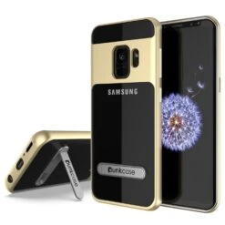 Galaxy S9 Case, PUNKcase [LUCID 3.0 Series] [Slim Fit] [Clear Back] Armor Cover W/ Integrated Kickstand, Anti-Shock System & PUNKSHIELD Screen Protector For Samsung Galaxy S9 [Gold]