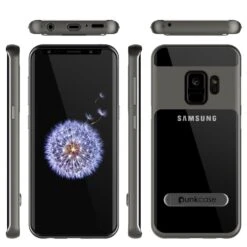 Galaxy S9 Case, PUNKcase [LUCID 3.0 Series] [Slim Fit] [Clear Back] Armor Cover W/ Integrated Kickstand, Anti-Shock System & PUNKSHIELD Screen Protector For Samsung Galaxy S9 [Grey] -Phone Vibe Shop 71XM0Za4TfL. SL1500