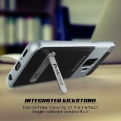 Galaxy S9 Case, PUNKcase [LUCID 3.0 Series] [Slim Fit] [Clear Back] Armor Cover W/ Integrated Kickstand, Anti-Shock System & PUNKSHIELD Screen Protector For Samsung Galaxy S9 [Silver] -Phone Vibe Shop 71XfQOAEAHL. SL1500