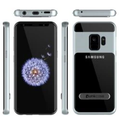 Galaxy S9 Case, PUNKcase [LUCID 3.0 Series] [Slim Fit] [Clear Back] Armor Cover W/ Integrated Kickstand, Anti-Shock System & PUNKSHIELD Screen Protector For Samsung Galaxy S9 [Silver] -Phone Vibe Shop 71ZTymLd BL. SL1500