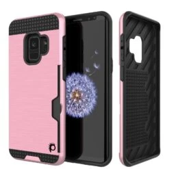 Galaxy S9 Case, PUNKcase [SLOT Series] [Slim Fit] Dual-Layer Armor Cover W/Integrated Anti-Shock System, Credit Card Slot [Pink]