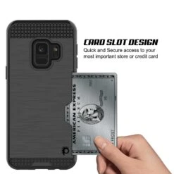 Galaxy S9 Case, PUNKcase [SLOT Series] [Slim Fit] Dual-Layer Armor Cover W/Integrated Anti-Shock System, Credit Card Slot [Black] -Phone Vibe Shop 71bkgDioTZL. SL1500