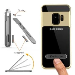 Galaxy S9 Case, PUNKcase [LUCID 3.0 Series] [Slim Fit] [Clear Back] Armor Cover W/ Integrated Kickstand, Anti-Shock System & PUNKSHIELD Screen Protector For Samsung Galaxy S9 [Gold] -Phone Vibe Shop 71bnxJjjylL. SL1500