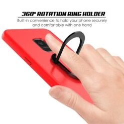 Galaxy S9 Case, Punkcase Magnetix Protective TPU Cover W/ Kickstand, Ring Grip Holder & Metal Plate For Magnetic Car Phone Mount PLUS PunkShield Screen Protector For Samsung S9 Edge [Red] -Phone Vibe Shop 71gDf9k786L. SL1500