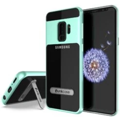 Galaxy S9+ Plus Case, PUNKcase [LUCID 3.0 Series] [Slim Fit] [Clear Back] Armor Cover W/ Integrated Kickstand, Anti-Shock System & PUNKSHIELD Screen Protector For Samsung Galaxy S9+ Plus [Teal]