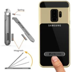 Galaxy S9+ Plus Case, PUNKcase [LUCID 3.0 Series] [Slim Fit] [Clear Back] Armor Cover W/ Integrated Kickstand, Anti-Shock System & PUNKSHIELD Screen Protector For Samsung Galaxy S9+ Plus [Gold] -Phone Vibe Shop 71mJepZol L. SL1500