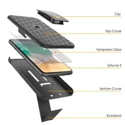 Punkcase IPhone X Case With Tempered Glass Screen Protector, Holster Belt Clip & Built-In Kickstand Non Slip Dual Layer Hybrid TPU Full Body Protection [Thin Fit] For Apple IPhone 10 [Black] -Phone Vibe Shop 71mKR2rAKcL. SL1500
