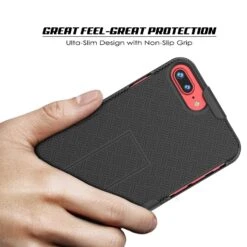 Punkcase IPhone 8 / 7 Plus Case With Tempered Glass Screen Protector, Holster Belt Clip & Built-In Kickstand Non Slip Dual Layer Hybrid TPU Full Body Protection [Thin Fit] For Apple IPhone 7+ & 8+ [Black] -Phone Vibe Shop 71oKXn7PwXL. SL1500