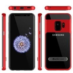 Galaxy S9 Case, PUNKcase [LUCID 3.0 Series] [Slim Fit] [Clear Back] Armor Cover W/ Integrated Kickstand, Anti-Shock System & PUNKSHIELD Screen Protector For Samsung Galaxy S9 [Red] -Phone Vibe Shop 71sVXrmlZvL. SL1500