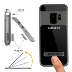 Galaxy S9 Case, PUNKcase [LUCID 3.0 Series] [Slim Fit] [Clear Back] Armor Cover W/ Integrated Kickstand, Anti-Shock System & PUNKSHIELD Screen Protector For Samsung Galaxy S9 [Grey] -Phone Vibe Shop 71t 2BR8 G3vL. SL1500