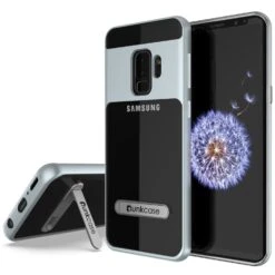 Galaxy S9+ Plus Case, PUNKcase [LUCID 3.0 Series] [Slim Fit] [Clear Back] Armor Cover W/ Integrated Kickstand, Anti-Shock System & PUNKSHIELD Screen Protector For Samsung Galaxy S9+ Plus [Silver]