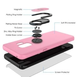 Galaxy S9 Case, Punkcase Magnetix Protective TPU Cover W/ Kickstand, Ring Grip Holder & Metal Plate For Magnetic Car Phone Mount PLUS PunkShield Screen Protector For Samsung S9 Edge [Pink] -Phone Vibe Shop 71xKl 2BpPGWL. SL1500