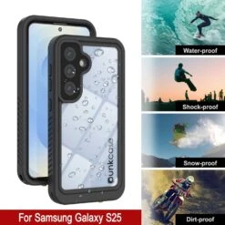 Galaxy S25 Water/ Shockproof [Extreme Series] With Screen Protector Case [Black] -Phone Vibe Shop 7 Extreme S25