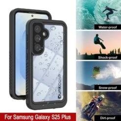 Galaxy S25+ Plus Water/ Shockproof [Extreme Series] With Screen Protector Case [Black] -Phone Vibe Shop 7 Extreme S25 Plus