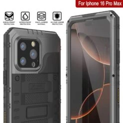 IPhone 16 Pro Max Metal Extreme 3.0 Series Aluminum Waterproof Case IP68 W/Buillt In Screen Protector & Kickstand [Silver] -Phone Vibe Shop 7 Metal Extreme Iphone 16 Pro Max 42c36728 ece5 4317 b143 96ccfc61cb14