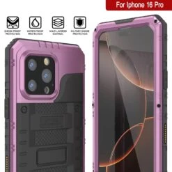 IPhone 16 Pro Metal Extreme 3.0 Series Aluminum Waterproof Case IP68 W/Buillt In Screen Protector & Kickstand [Pink] -Phone Vibe Shop 7 Metal Extreme Iphone 16 Pro 8399e314 7a9b 4f83 8b7c 664944b80b98